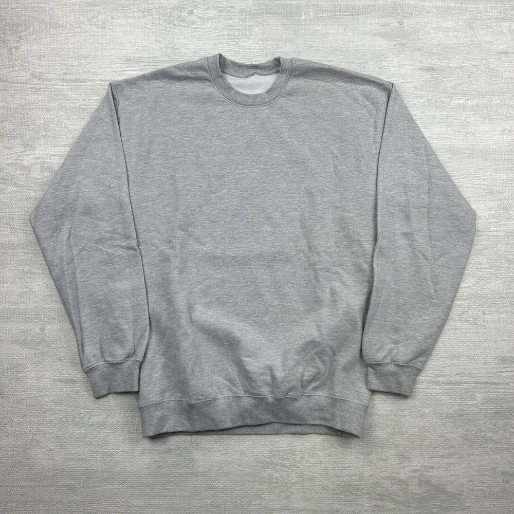 Vintage‎ Y2K Gray Sweatshirt Adult Large Blank Crewneck Pullover Essential